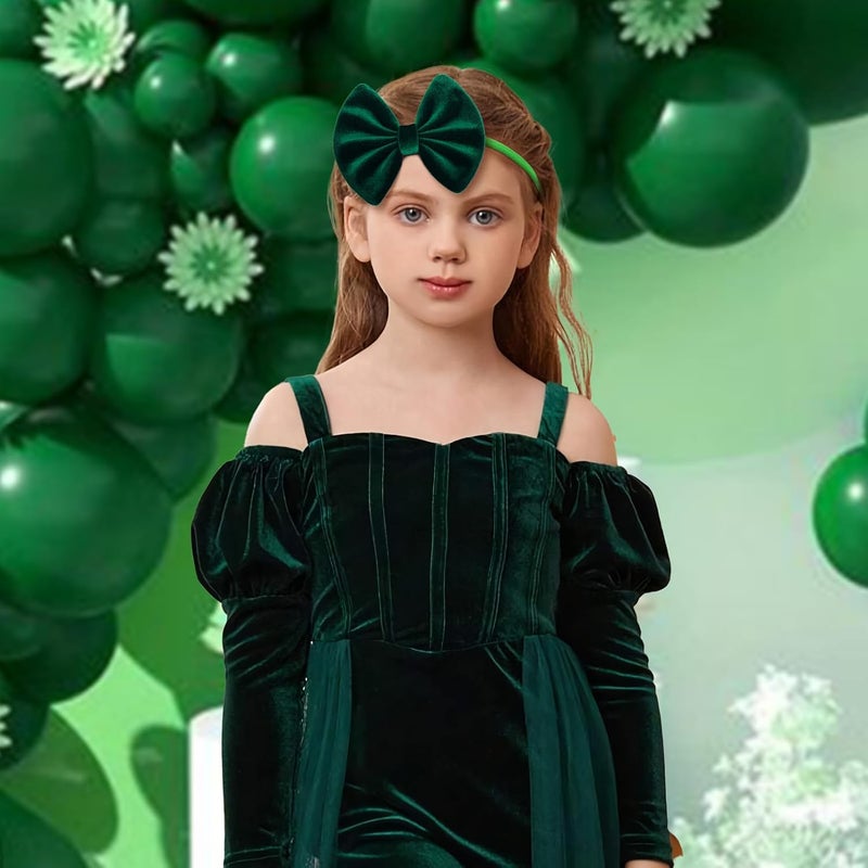 ONENINEDREAM St. Patrick's Baby Headbands Bows Velvet Baby Girl Shamrock Bows Green Leaves Nylon Headbands Newborn Hair Bow Toddler Infant Kids Hair Accessories - Image 2